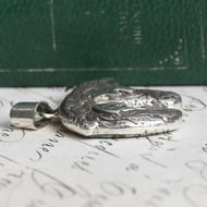 Vintage Southwestern Silver Spirit Bear Pendant Turquoise Opal Inlay Reversible  - 6