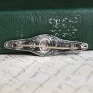 Silver Bar Brooch Blue Synthetic Turquoise Cabochon Rope Twist Boho Southwestern Vintage - 6