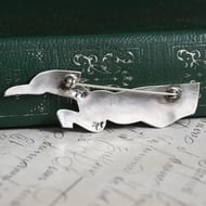 Tommy Singer Navajo Sterling Silver Roadrunner Brooch Turquoise Coral Chip Inlay Signed - 6