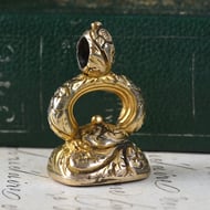 Antique Rolled Gold Fob Seal Carnelian Intaglio Ornate Scroll Watch Chain Wax Seal