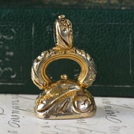 Antique Rolled Gold Fob Seal Carnelian Intaglio Ornate Scroll Watch Chain Wax Seal - 3