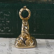 Antique Rolled Gold Fob Seal Carnelian Intaglio Ornate Scroll Watch Chain Wax Seal - 4