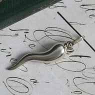 Vintage Italian Horn Cornicello Pendant 800 Silver Good Luck Charm Corno Lucky Amulet Italy - 2