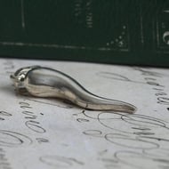 Vintage Italian Horn Cornicello Pendant 800 Silver Good Luck Charm Corno Lucky Amulet Italy - 4