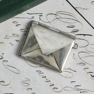 Antique Stamp Case Holder Envelope Pendant Fob Novelty Chatelaine Hinged Vesta Charm