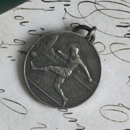 Vintage Silver Football Medal Fob Pendant Soccer Player Sports Prize Charm