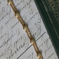 Swarovski Gold Tone Pave Crystal Station Bracelet Clear Stone Double Curb Chain - 2