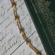 Swarovski Gold Tone Pave Crystal Station Bracelet Clear Stone Double Curb Chain - 3