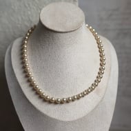 Vintage Silver Faux Pearl Necklace Choker Champagne