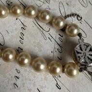 Vintage Silver Faux Pearl Necklace Choker Champagne  - 3