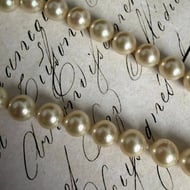 Vintage Silver Faux Pearl Necklace Choker Champagne  - 6