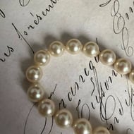 Vintage Silver Faux Pearl Necklace Choker Champagne  - 7