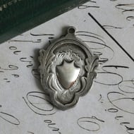 Antique Sterling Silver Fob Medal Chester Shield Pendant Watch Chain Albert