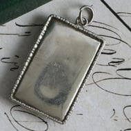 Vintage Silver Butterfly Wing Pendant Blue Morpho Rectangular Panel England Marked - 2