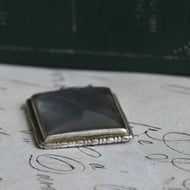Vintage Silver Butterfly Wing Pendant Blue Morpho Rectangular Panel England Marked - 4