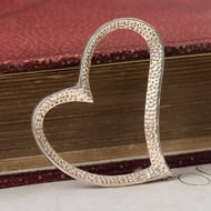 Sterling Silver Open Heart Pendant 925 Floating Slide Charm Minimalist - 3