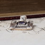 Silver Amethyst Pendant Hammered Square Spiral Scroll Purple Stone Boho - 5
