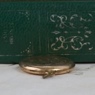 Antique Rolled Gold Photo Locket Pendant Engraved Monogram Round - 4