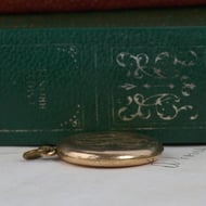 Antique Rolled Gold Photo Locket Pendant Engraved Monogram Round - 5