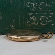 Antique Rolled Gold Photo Locket Pendant Engraved Monogram Round - 7