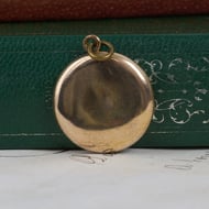 Antique Rolled Gold Photo Locket Pendant Engraved Monogram Round - 8