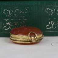 Antique Agate Photo Locket Pendant Double Sided Banded Stone Oval - 5