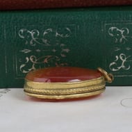Antique Agate Photo Locket Pendant Double Sided Banded Stone Oval - 6