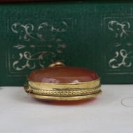 Antique Agate Photo Locket Pendant Double Sided Banded Stone Oval - 7