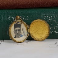Antique Gilt Brass Champleve Enamel Locket Sultan Mahmud Khan Islamic - 4