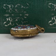 Antique Gilt Brass Champleve Enamel Locket Sultan Mahmud Khan Islamic - 8