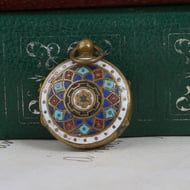 Antique Gilt Brass Champleve Enamel Locket Sultan Mahmud Khan Islamic