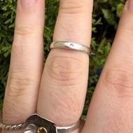 Vintage Kit Heath Sterling Silver Band Ring Clear Stone Set - 2