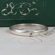 Vintage Kit Heath Sterling Silver Band Ring Clear Stone Set