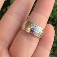 Chunky Sterling Silver Wide Band Etched  - 4