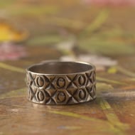 Vintage Sterling Silver X O Kiss Hug Ring Band Stack - 8