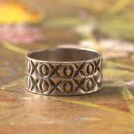 Vintage Sterling Silver X O Kiss Hug Ring Band Stack - 5