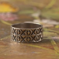Vintage Sterling Silver X O Kiss Hug Ring Band Stack - 6