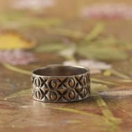 Vintage Sterling Silver X O Kiss Hug Ring Band Stack - 7