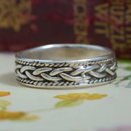 Sterling Silver Woven Stacking Band Mens Unisex Knot Celtic - 3
