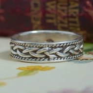 Sterling Silver Woven Stacking Band Mens Unisex Knot Celtic - 2