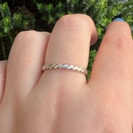 Silver Curb Woven Twist Band Ring