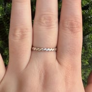 Silver Curb Woven Twist Band Ring - 2