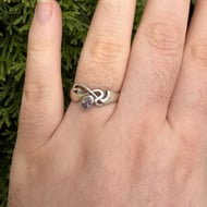 Vintage Kit Heath Sterling Silver Ring Amethyst Openwork Band - 3