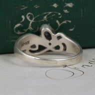 Vintage Kit Heath Sterling Silver Ring Amethyst Openwork Band - 4