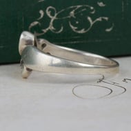 Vintage Kit Heath Sterling Silver Ring Amethyst Openwork Band - 5