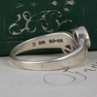 Vintage Kit Heath Sterling Silver Ring Amethyst Openwork Band - 6