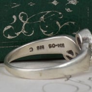 Vintage Kit Heath Sterling Silver Ring Amethyst Openwork Band - 7