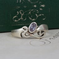 Vintage Kit Heath Sterling Silver Ring Amethyst Openwork Band