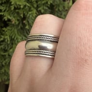 Sterling Silver Wide Chunky Cigar Band Unisex Mens - 3