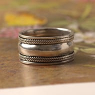 Sterling Silver Wide Chunky Cigar Band Unisex Mens - 5